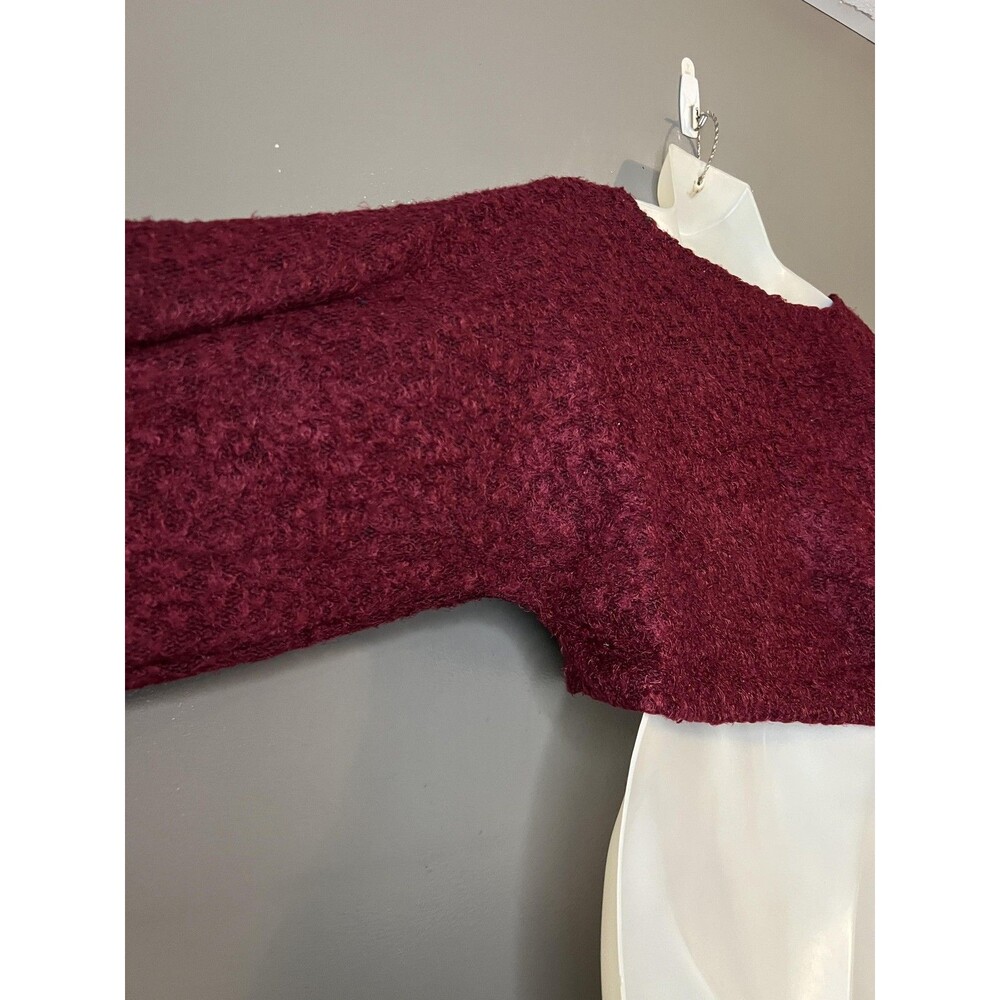 love J Burgundy Fuzzy Cropped Sweater - Picture 4 of 7